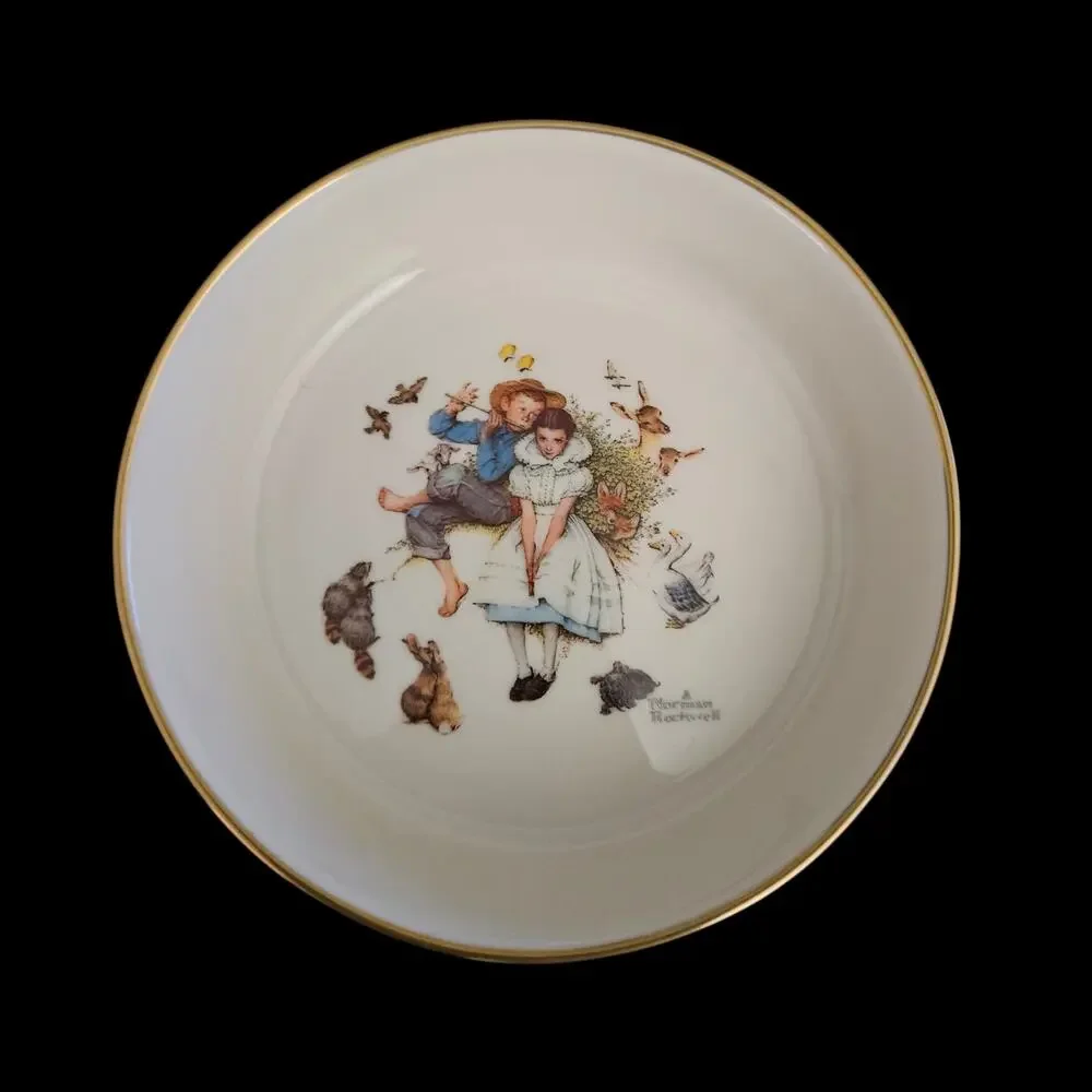 Norman Rockwell Spring Duet Gorham Fine China Plate Bowl Mug 3 Piece Set